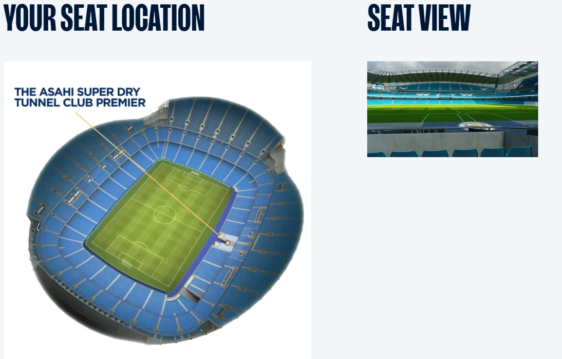 VVIP Hospitality at Manchester City Seating Location